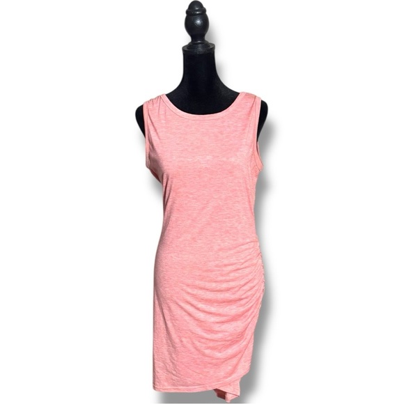 BTFBM Crewneck Rouched Side Pink Sleeveless Mini Dress - Picture 3 of 16